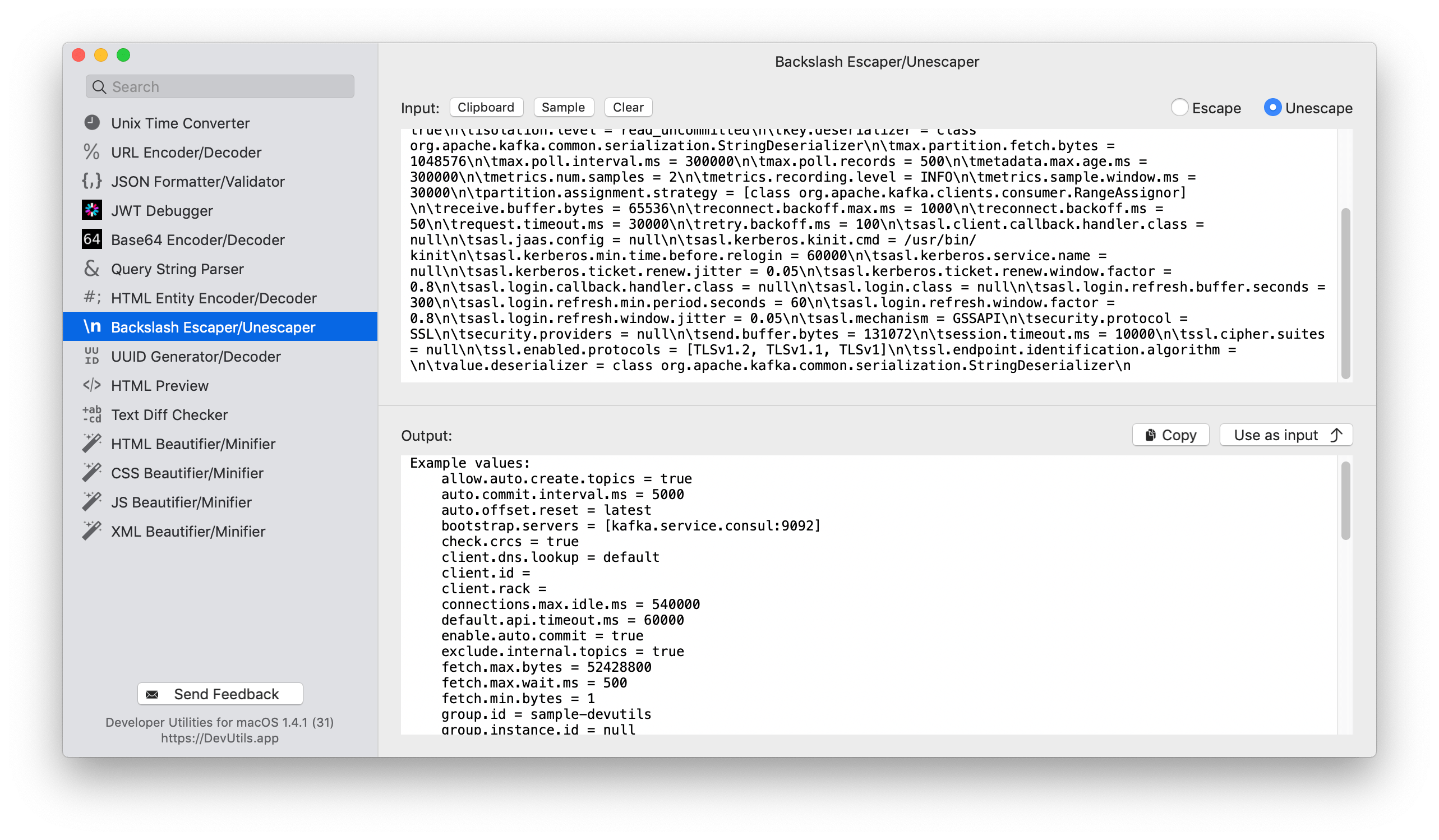 DevUtils.app: Backslash Escaper/Unescaper macOS app