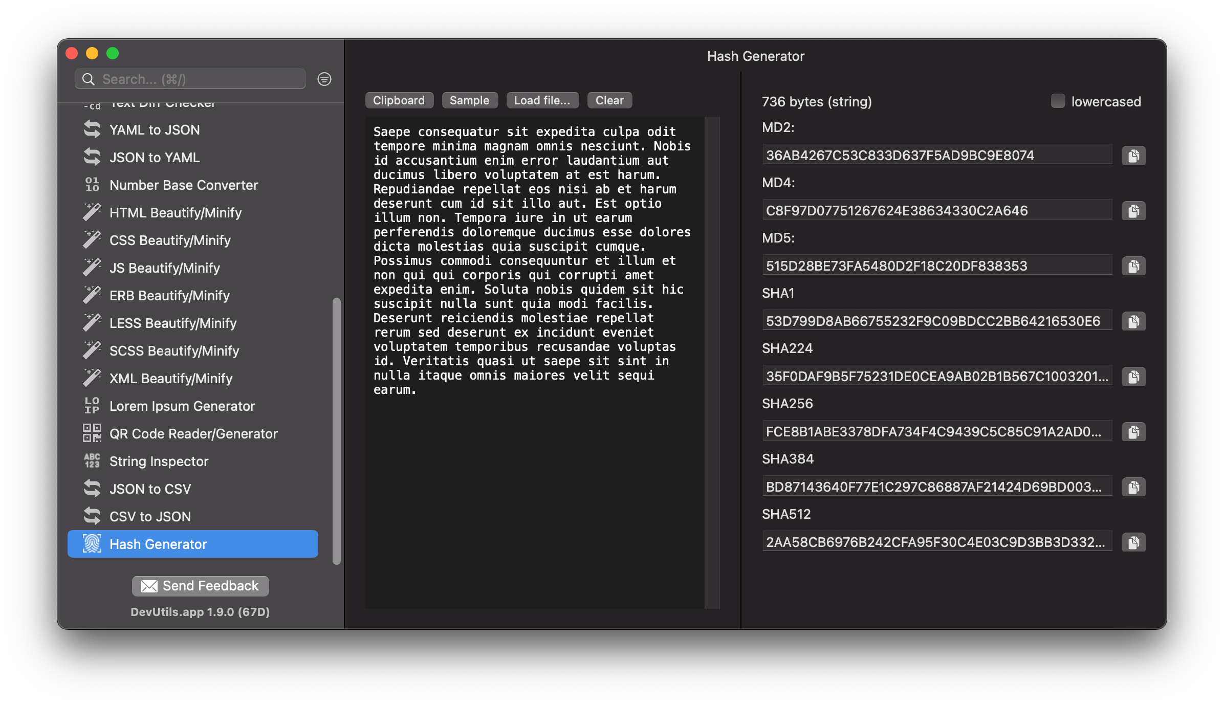 DevUtils.app: Hash Generator macOS app