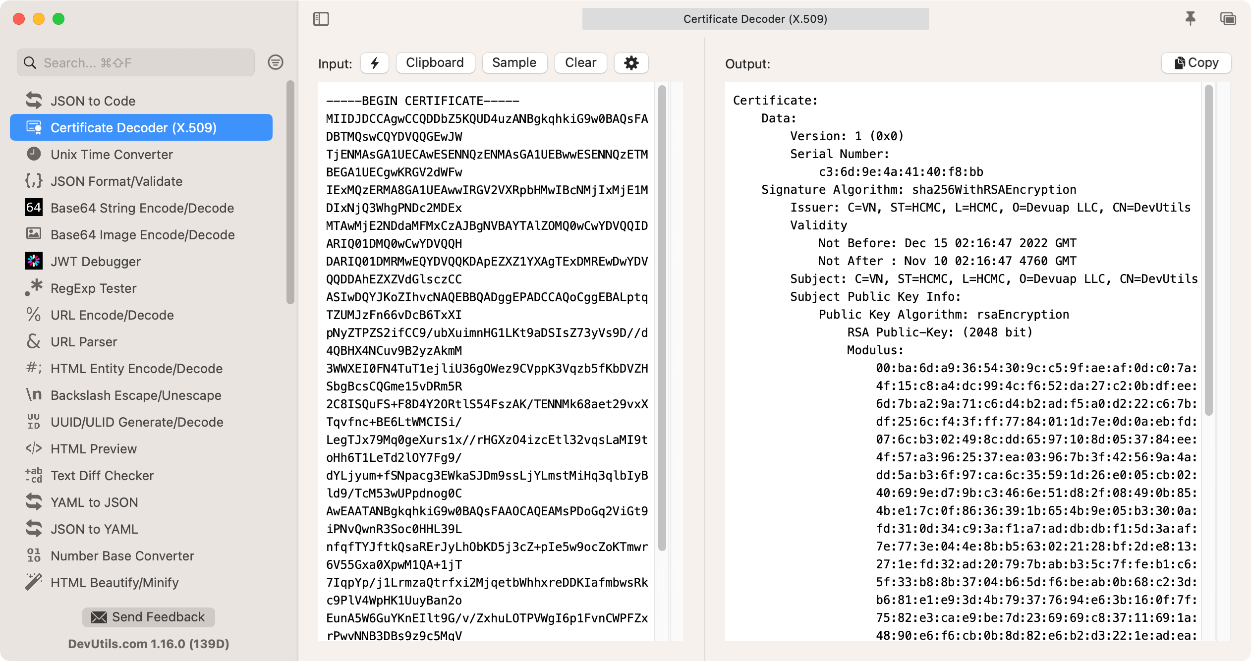 Certificate Decoder (X.509) macOS app