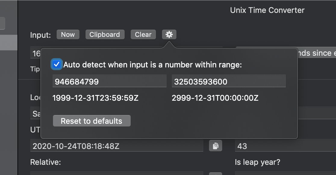 DevUtils.app: Unix Timestamp Converter macOS app